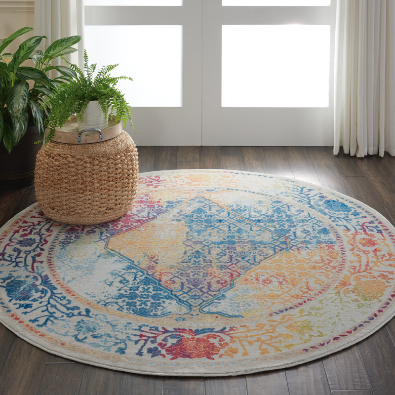 Slader Abstract Indoor Rug, Round 4'