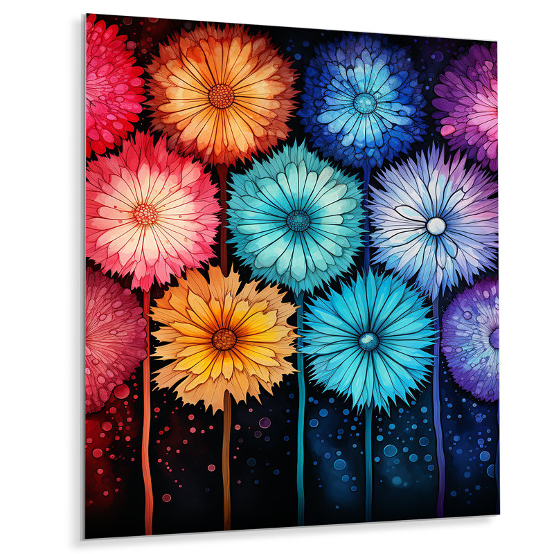 Feux d'artifice colorés et colorés - collages abstraits, art mural en métal, H 20 po x l 12 po x P 1 po