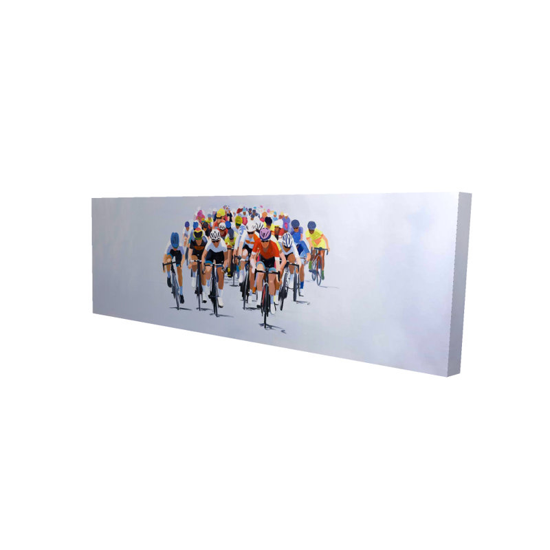 « cycle compétition », reproduction de peinture à l’acrylique sur toile tendue, H 16 po x l 48 po x P 1,5 po