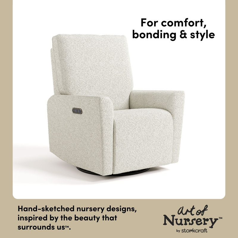 Santorini Deluxe Power Recliner Swivel Glider, Ivory Boucle
