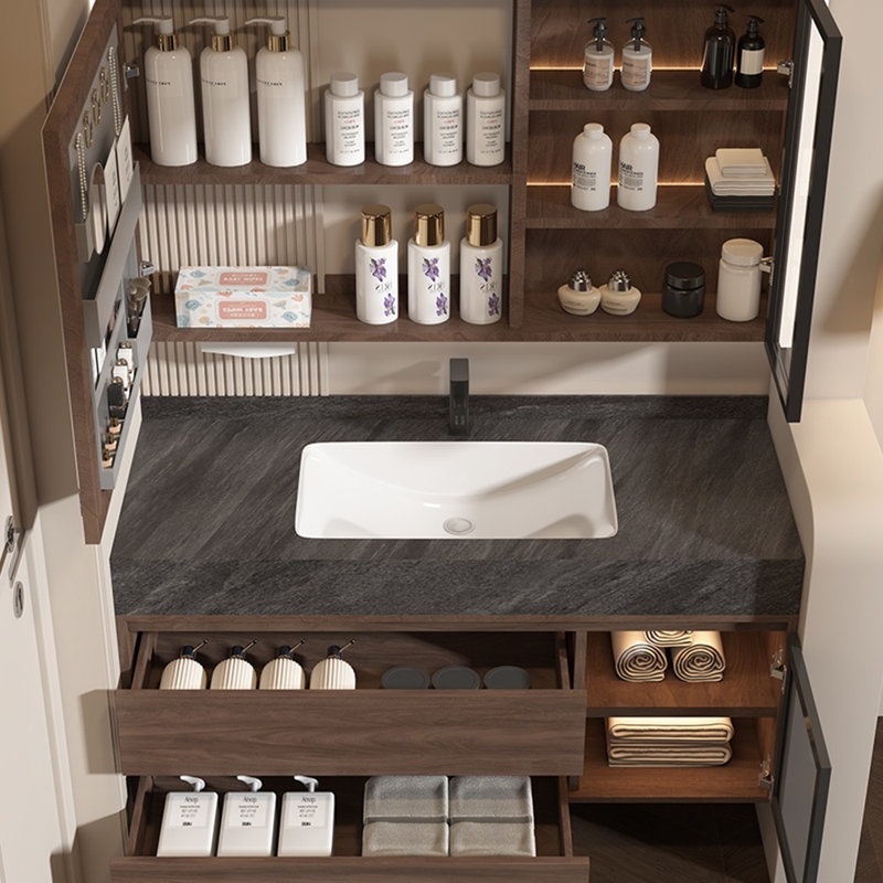 Retro light luxury simple style bathroom cabinet