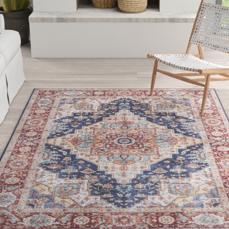 Teppich Sylla in Indigoblau/Rot, Rectangle 80 x 150cm