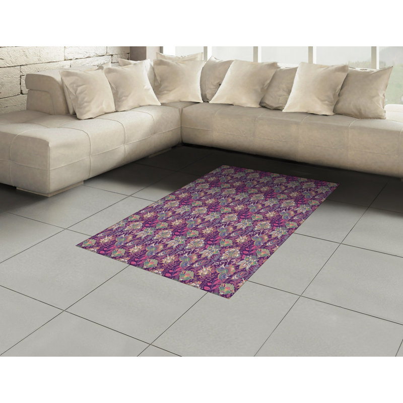 Tapis décoratif floral à haute densité en fibres de polyester, Rectangle— 4 pi x 5 pi 8 po