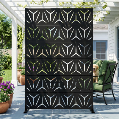 Freestanding Steel Privacy Screen Fence Panels Metal Trellis Outdoor Divider for Patio, Balcony, Backyard, Pool, Indoor Room