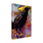 Corbeau avec rose et or sur toile