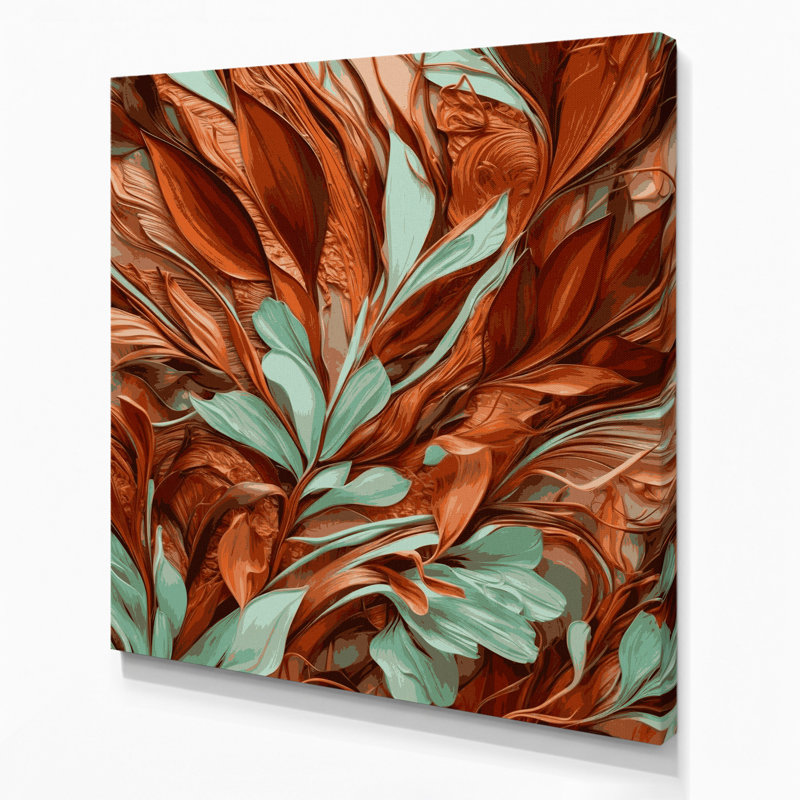 "Abstract Florals" 65, art mural sur toile brune, H 12 po x l 12 po