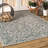 Hagerman Vintage Filigree Textured Weave Gray/Teal Indoor/Outdoor Rug-65520085