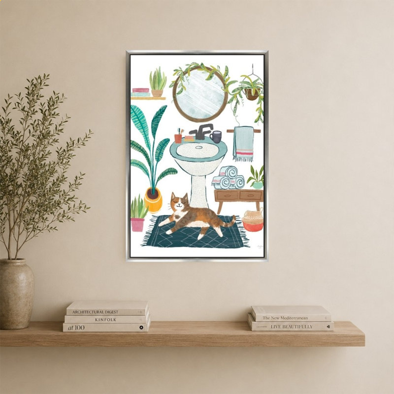 "Urban Jungle Bath I" par Mary Urban - Impression sur toile, 40" H x 28" W, Silver