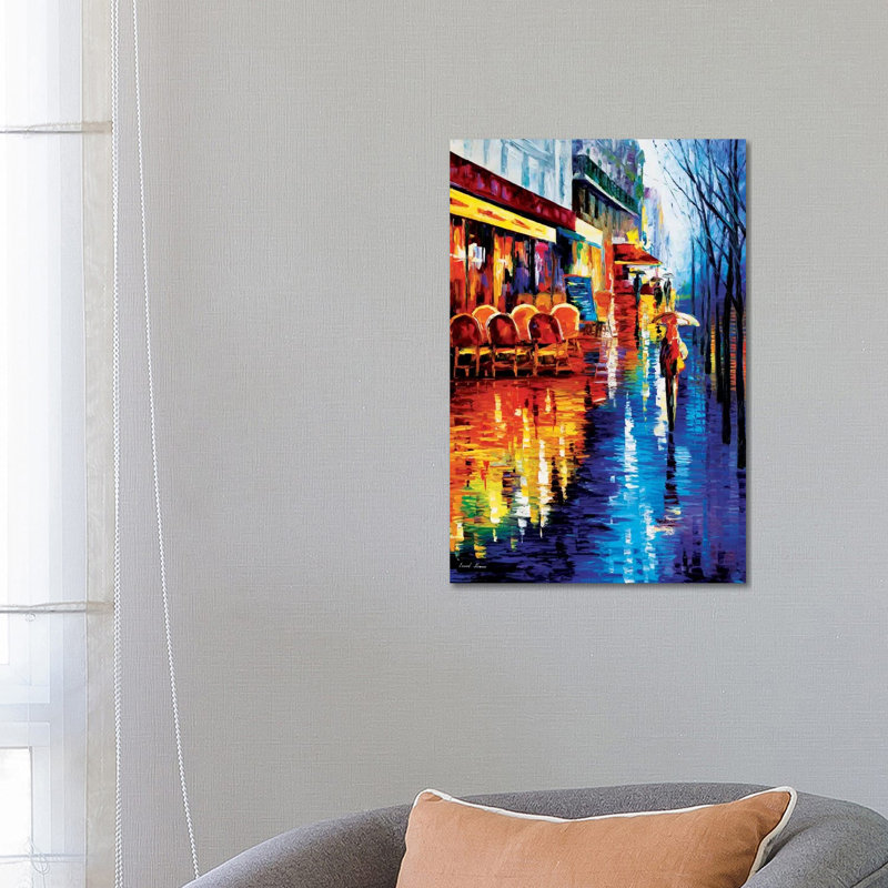 Cafe In Paris by Leonid Afremov - Painting on Canvas, 66.04 cm H x 45.72 cm W x 1.91 cm D, Wrapped Canvas