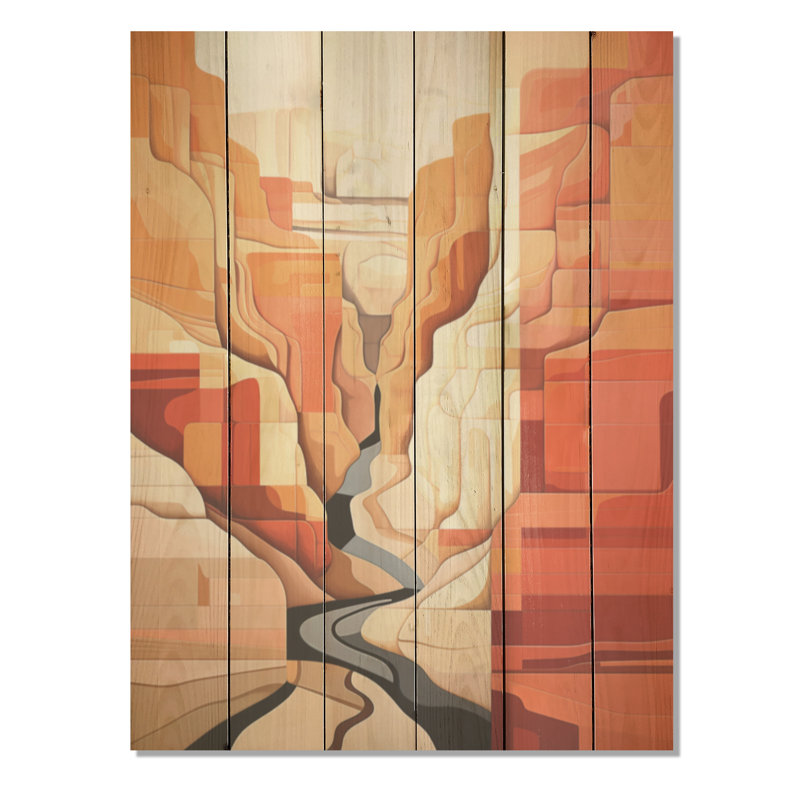 Abstrait, tempête du désert du Canyon - Art mural en bois sur bois de pin naturel, H 40 po x l 30 po
