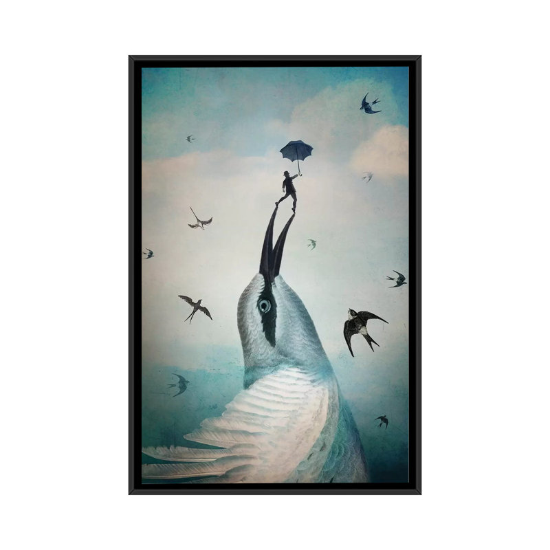 «Jump» par Catrin Welz-Stein - impression d'art graphique, Toile avec cadre noir, H 26 po x l 18 po x 1,5 po, Pas de tapis