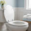 Como White Wooden Toilet Seat - Adjustable Hinges with Top & Bottom Fixings Included and Rust Free Chrome Plated Hinge Covers, Antibacterial Treated Surface (White Wood)