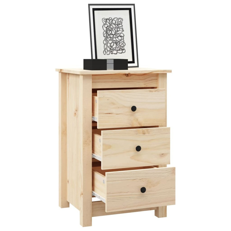 Poulson 40cm W Solid Wood Bedside Table, Brown