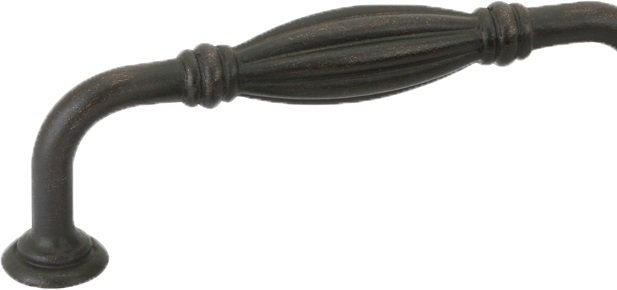 Tuscany Fluted Fixed 6" Center to Center Arch Pull, Flat Black Bronze Patina, 8"