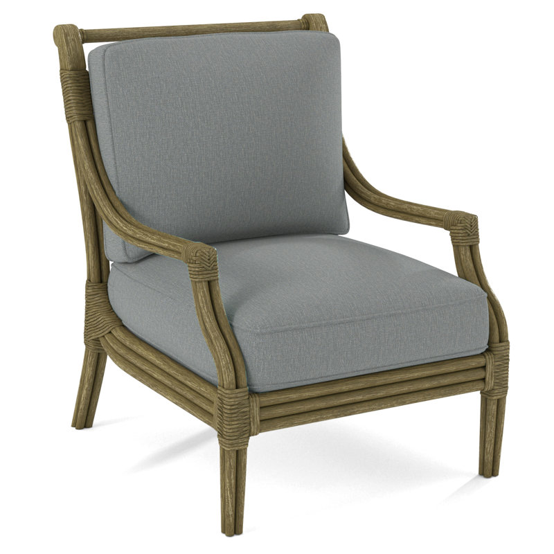 Fauteuil l 32 po Inveron, Tissu performance bleu clair 0851-55, Laiton