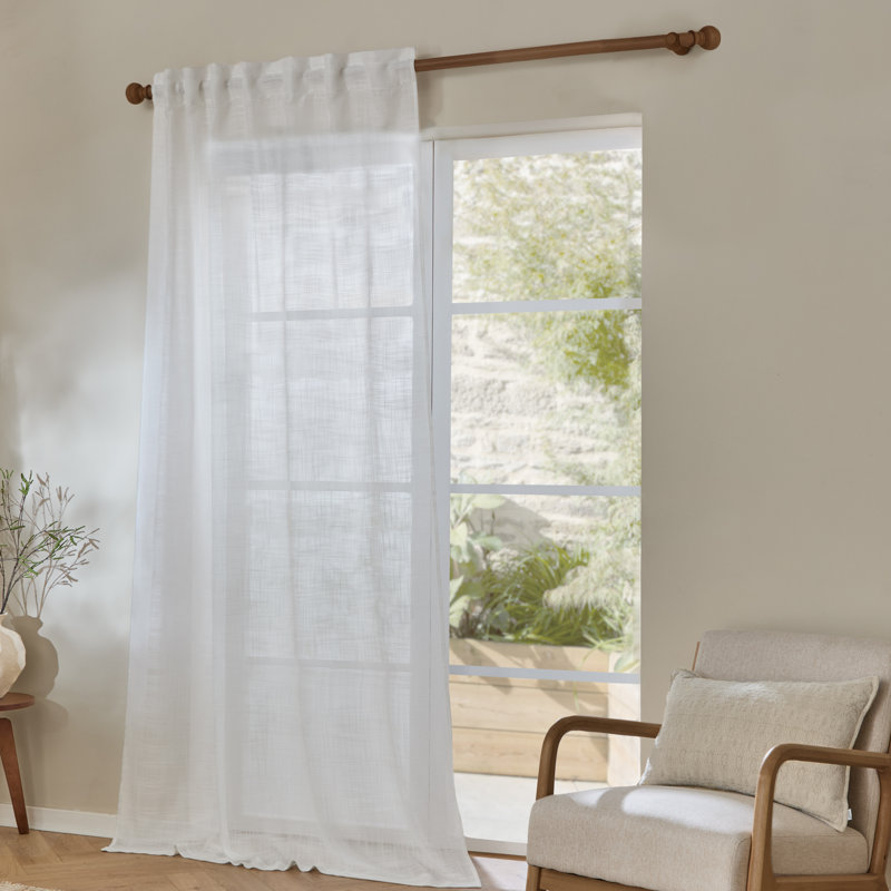 Cirrus Woven Sheer Curtain Panel, White, 140cm Width x 250cm Drop