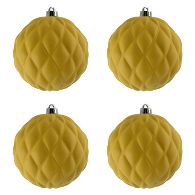 6" Matte Round Pine Cone Ornament, with drilled and wired caps. Comes 4/bag.