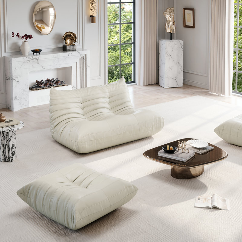 Canapé rembourré, canapé Lazy, Similicuir beige
