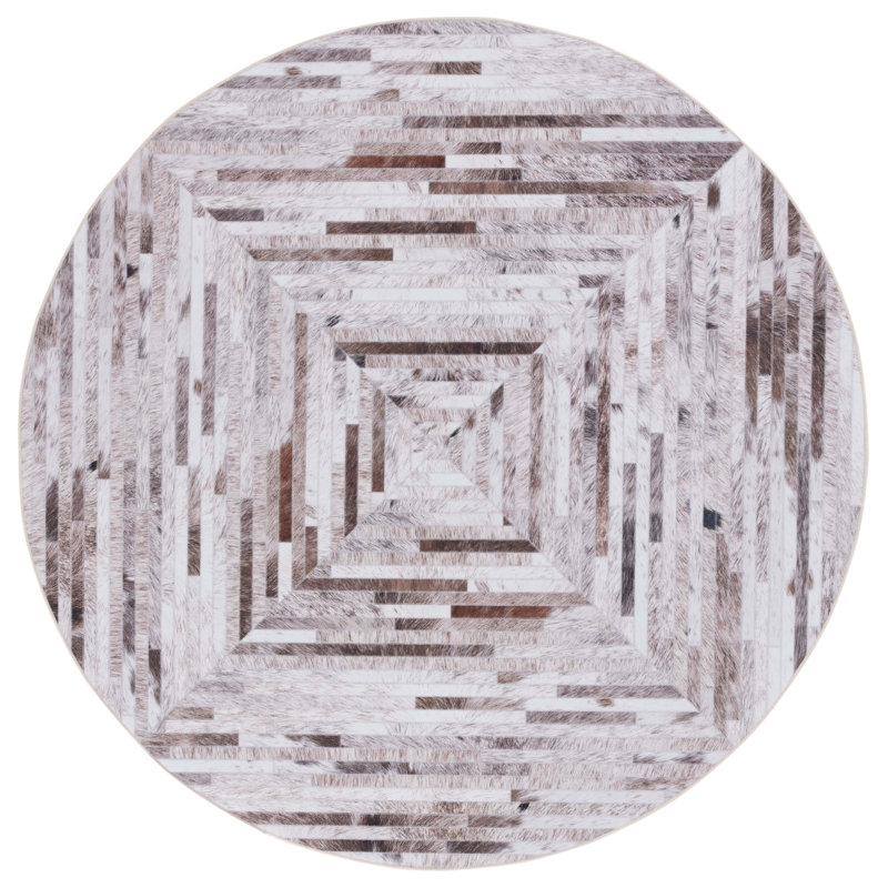 Aurelea Performance Machine Washable Geometric Rug, Round 8'