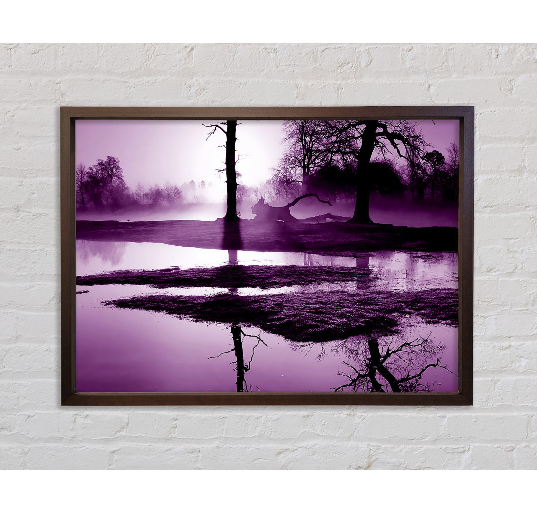 Sunset Forest Waters Purple - Einzelbildrahmen Kunstdrucke auf Leinwand