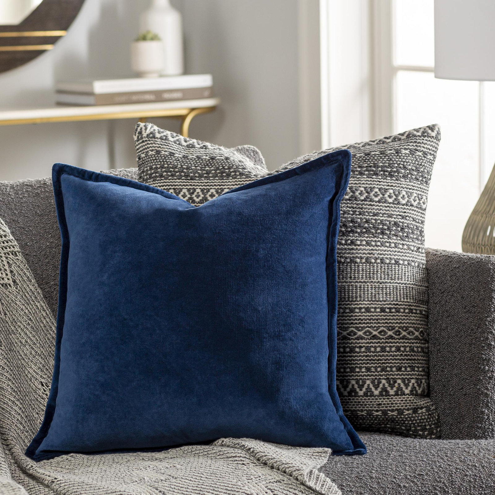 Norwin Cotton Throw Pillow, Down, 13"H x 19"W, Slate