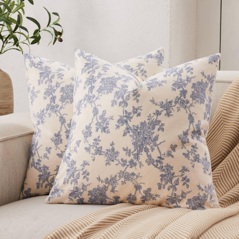 Ensemble de 2 housses de coussin 100% coton de style pastoral français 18 x 18 pouces pour canapé-lit salon Home Decor