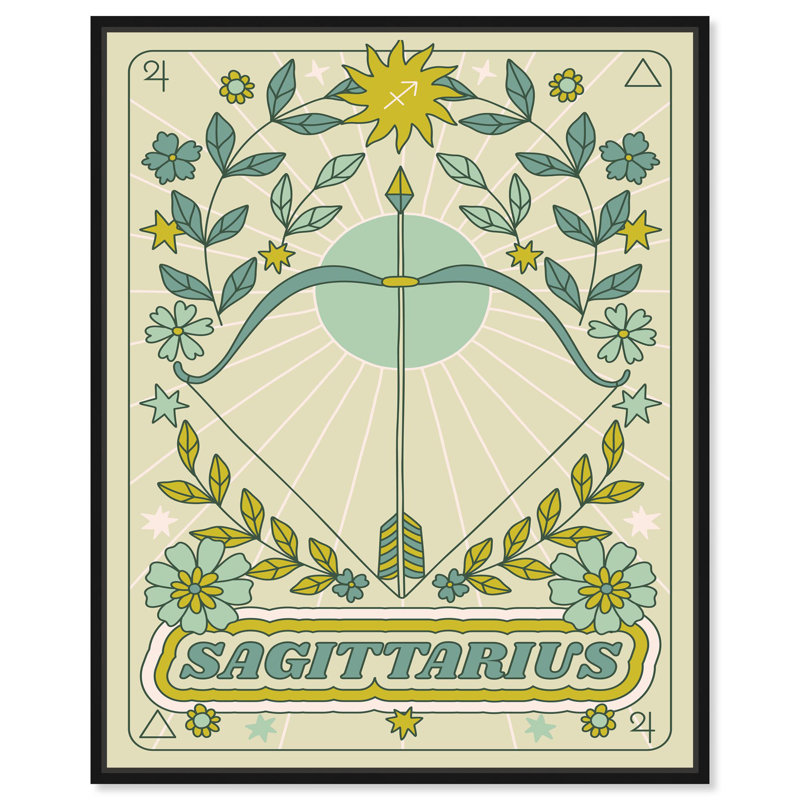 Horoscope sur toile Sagittaire, H 31 po x l 25 po, Cadre noir