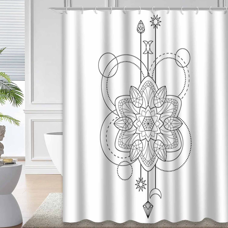 Rideau de douche noir imperméable, rideaux de douche pour la salle de bain avec 12 crochets, 72" L x 78" W