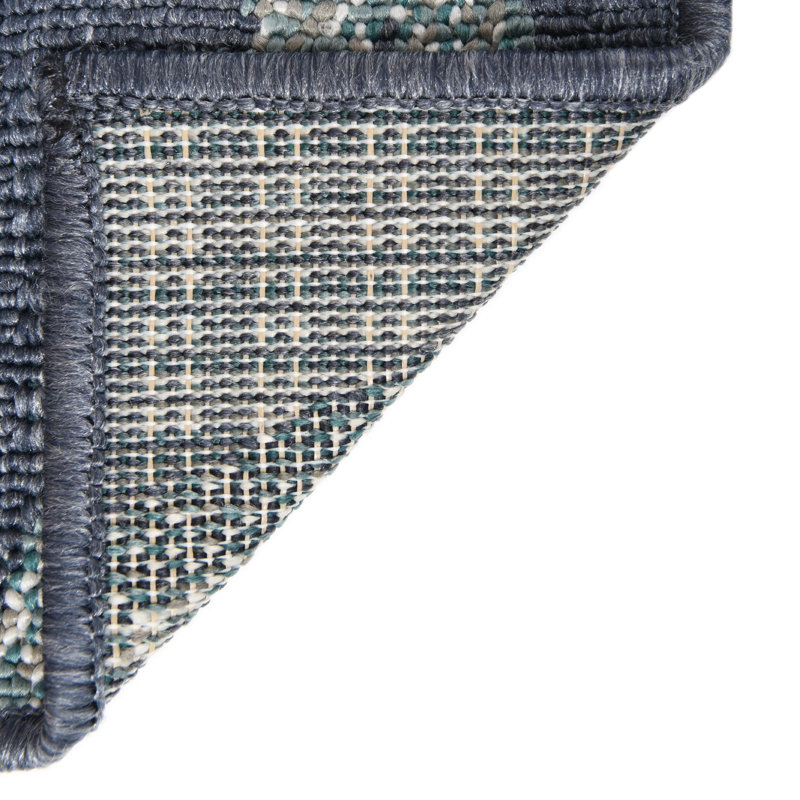 Tapis bleu marine intérieur / extérieur Bertram, Tapis de couloir 2 pi x 8 pi