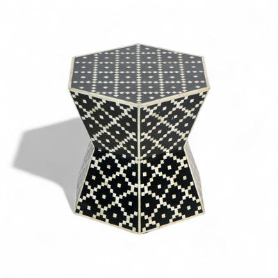 Black Bone Inlay Hexagon Table
