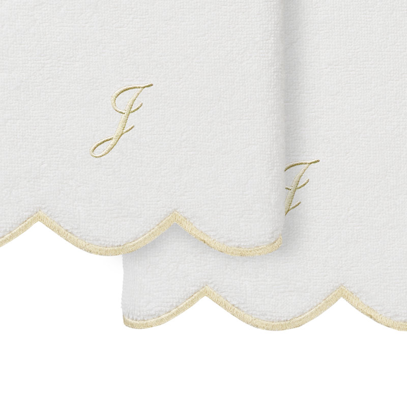 Ensemble de serviettes à main personnalisables 2 pièces Linorn Home Textiles 100% coton turc ADORNIA, J, Blanc / beige