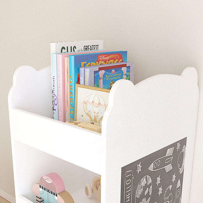 Bibliothèque avec côté tableau noir, bibliothèque en forme d'ours avec rangement à 3 niveaux