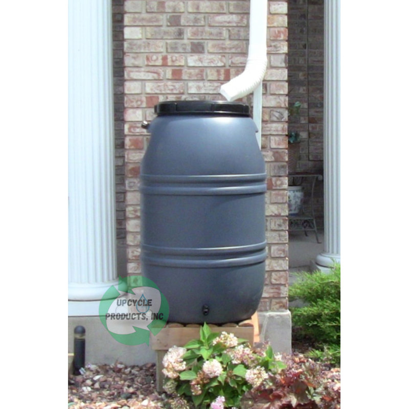 UpCycle Products 55 Weather Resistant Plastic Dual Overflow Rain Barrel