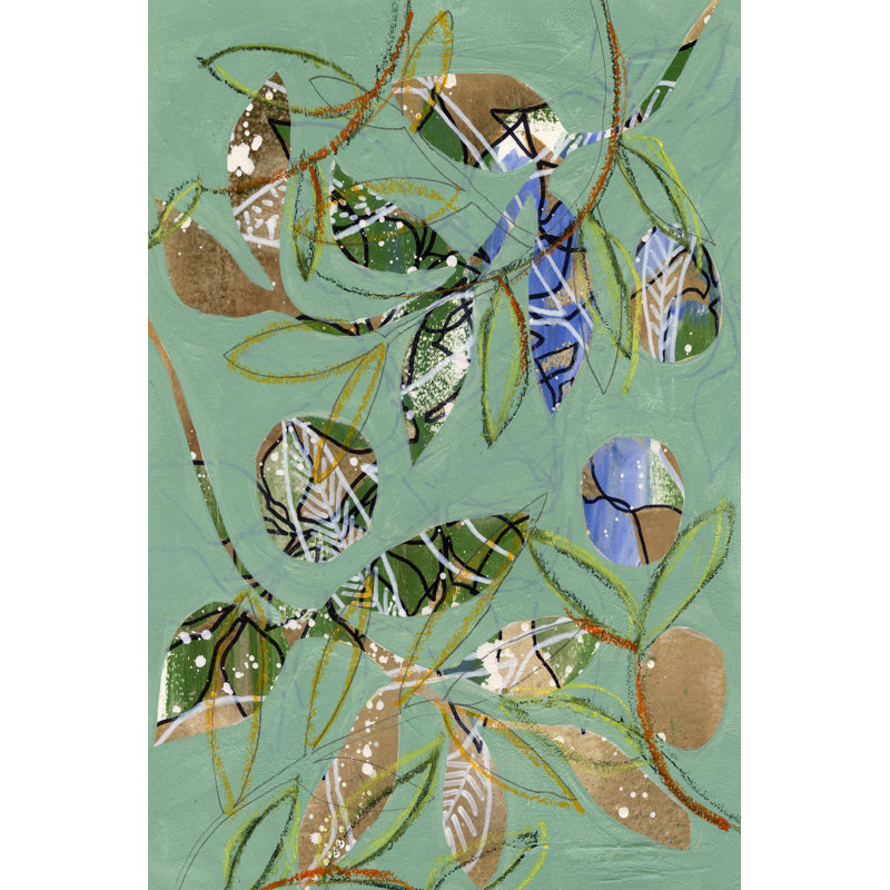 Nature On Sage I - Wrapped Canvas Painting, Black Floater Frame, 122 cm H x 81 cm W