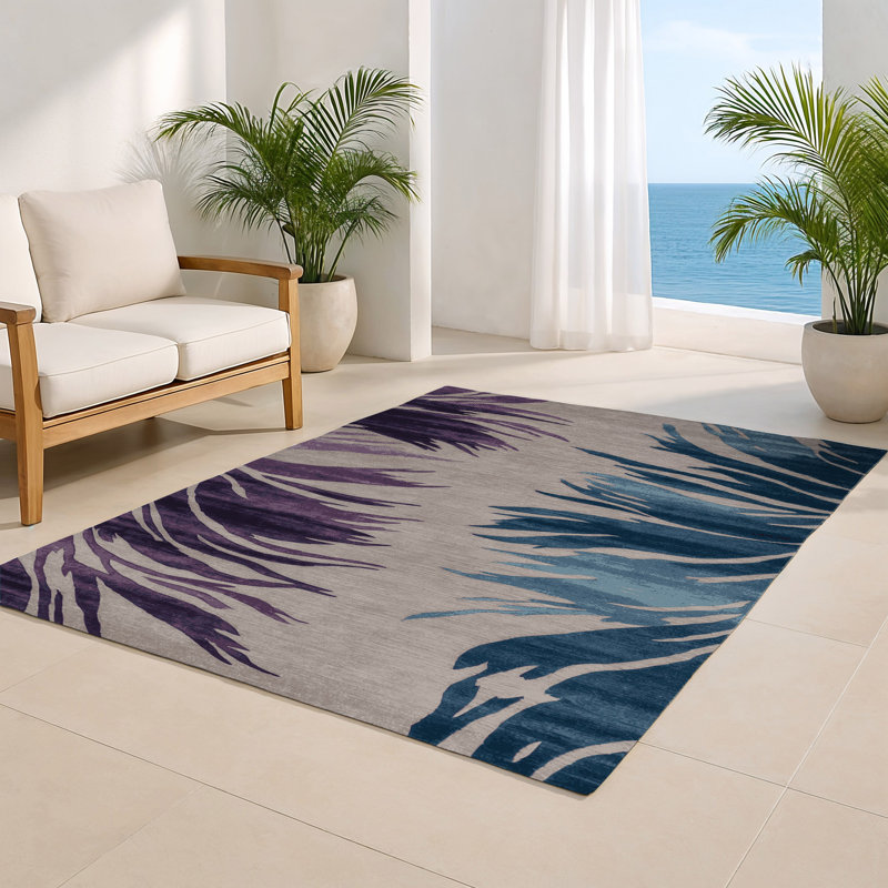 Tapis intérieur et extérieur gris Watercolor, Rectangle 9 pi x 12 pi
