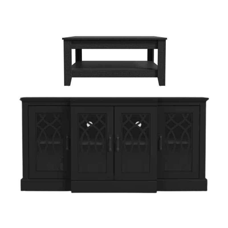 Tottenham Basilico 2 Piece Modern Sideboard And Coffee Table Set, Black, Black