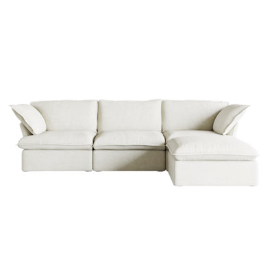 Fairford 4-Piece Upholstered Modern Corduroy Fabric Sectional Sofa With Ottomanl