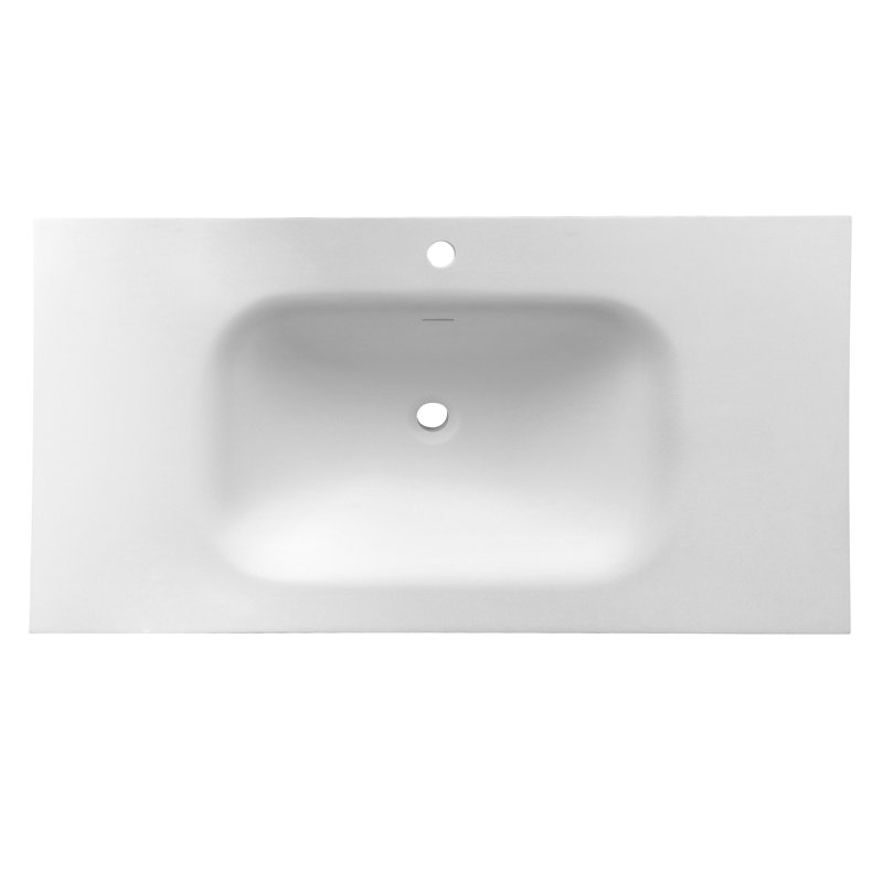 39'' Bathroom Vanity Top With Undermounted Solid Surface Rectangular Bathroom Sink, White