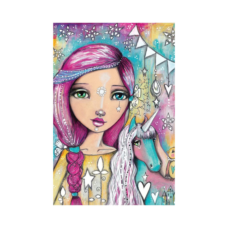 Unicorn Girl by Tamara Laporte - Print on Canvas, Wrapped Canvas, 20.32 cm H x 30.48 cm W
