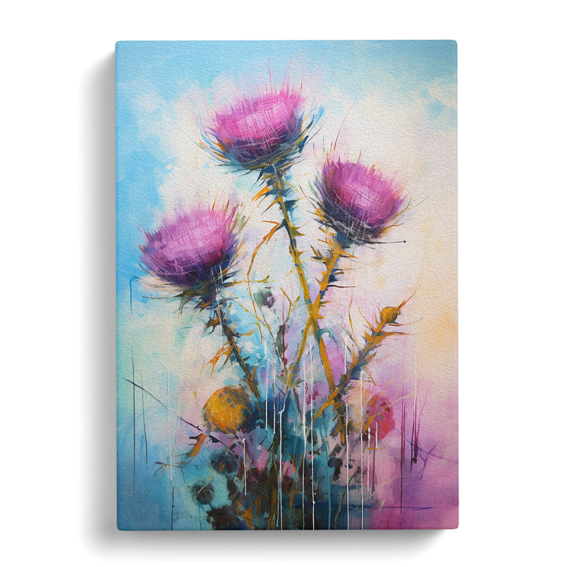 Thistle Action Painting - Wrapped Canvas, 76cm H x 50cm W x 3cm D