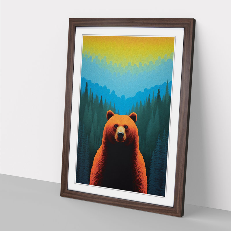 Bear Colour Field Art - Framed Print, Walnut Framed, 64cm H x 46cm W