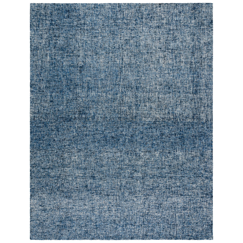 Abstract 175 Hand Tufted Wool; Cotton No Pattern Rug in Blue/Ivory, Rectangle 8' x 10'