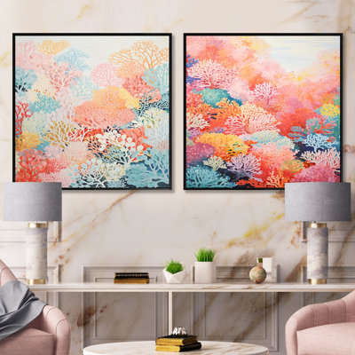 Coral Reef Barrier Expression - Abstract Collages Square Collage Set Of 2