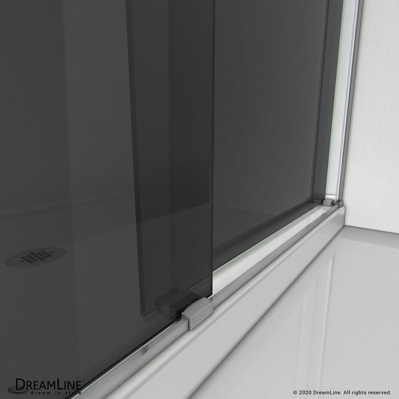 DreamLine Dexterity 56-60 in. W x 76 in. H Frameless Smoke Gray Glass Bypass Shower Door, Chrome
