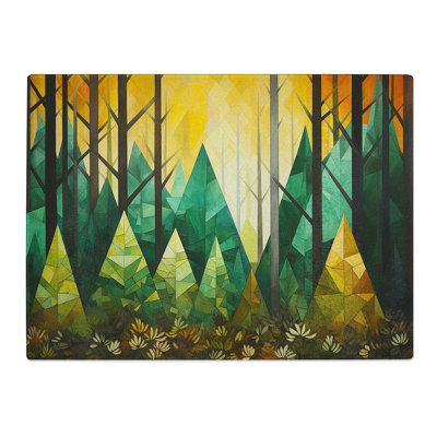 Forest Geometric  Glass Chopping Board