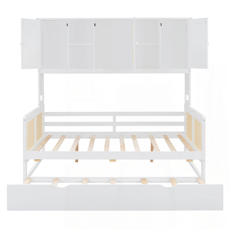 Daybed With Trundle And Storage, White, Full