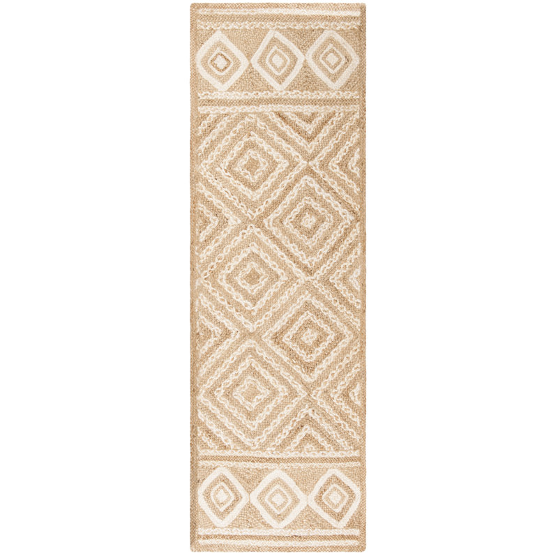 Derryberry Hand Woven Jute and Cotton Geometric Rug, Runner 2'6" x 10'