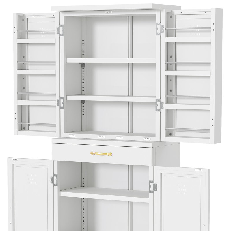 Garde-manger en acier avec tablettes réglables et tiroir