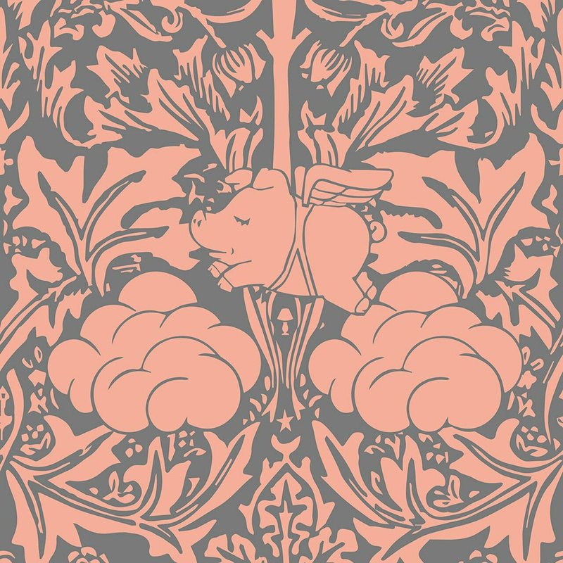 Shelley 10m x 52cm Matte Paste the Wall Wallpaper Roll, Peachy Pink/Grey
