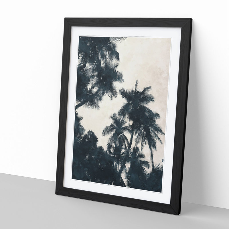 Palm Tree Fronds - Framed Print, 48cm H x 36cm W x 2cm D, Black Framed